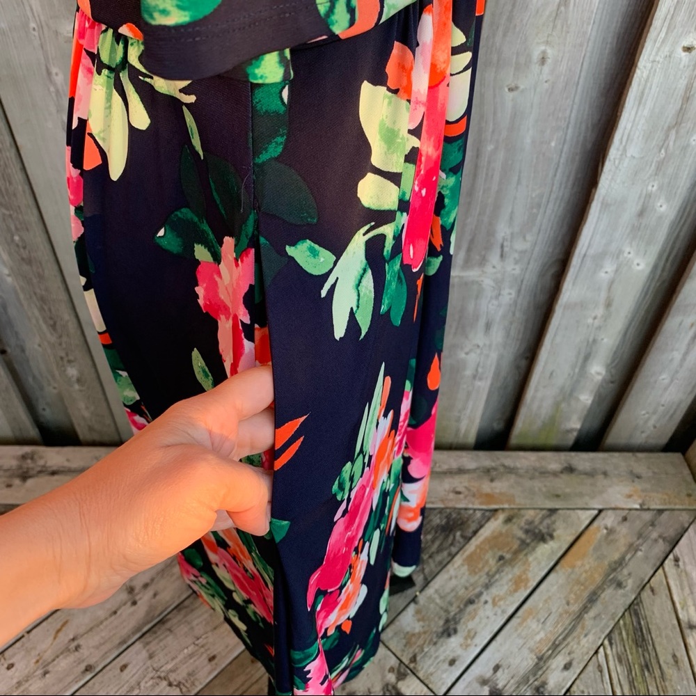 Vince Camuto Floral Midi Dress - Navy and Pink - Picture 6 of 10